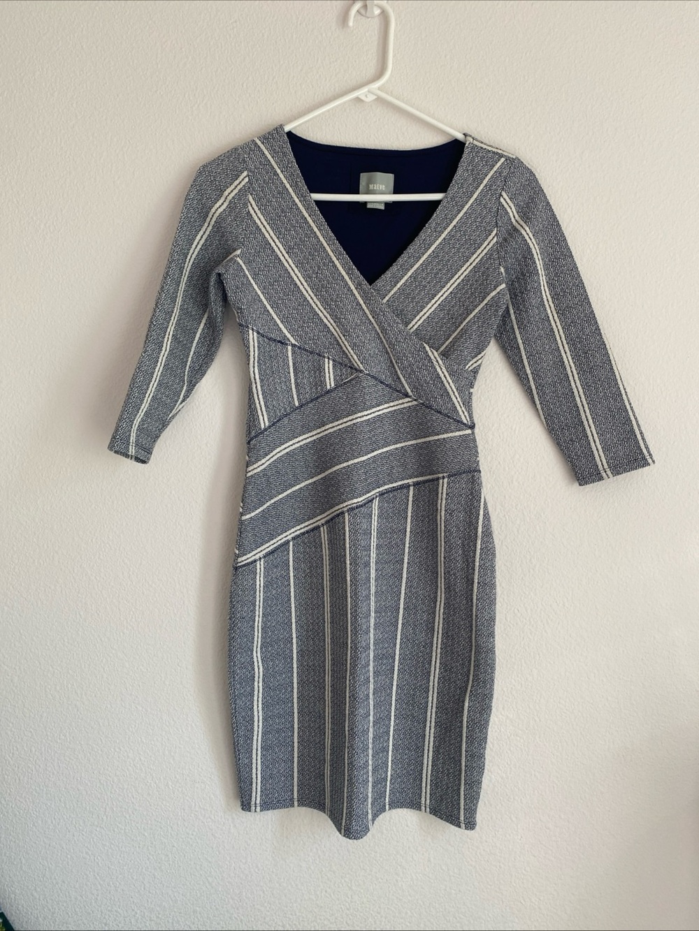 Anthro Maeve Striped V-neck Faux Wrap Dress XXSP